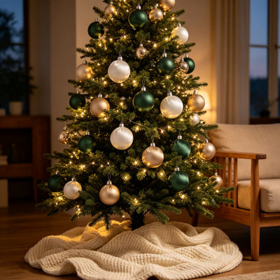 Set of 12 Satin Christmas Ball Ornaments 2.36" Shatterproof Hanging Baubles Tree Decorations for Holiday Home Indoor Christmas Decor