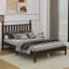 Base de lit double en bois avec tête de lit en forme de gourde, lit plateforme double avec support en lattes de bois, lit plateforme de style rétro-398424638