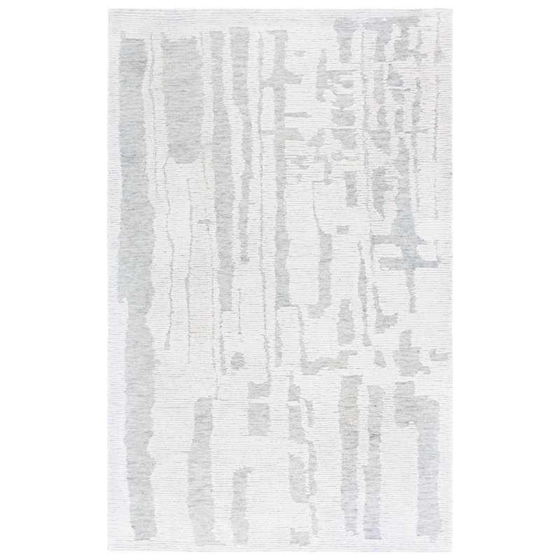 Harvest 301 Hand Tufted Wool; Cotton Abstract Rug in Ivory/Light Blue, Rectangle 8' x 10'