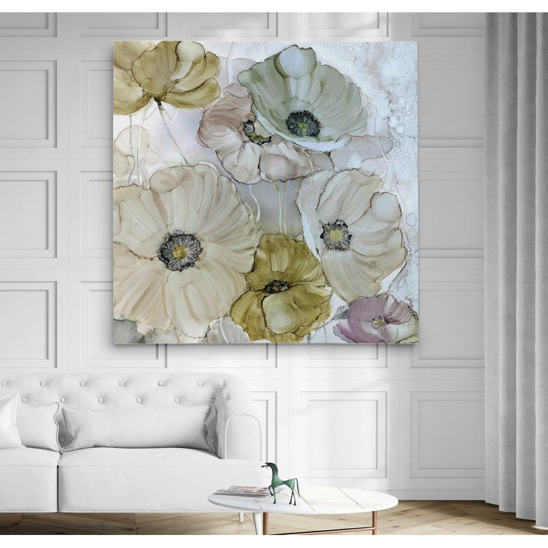 Coquelicots iridescents - reproduction d'art, H 32 po x l 32 po x P 1,5 po, Toile tendue