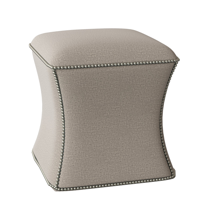 Roscoe Upholstered Pouf, Bright Nickel, White 5555-000