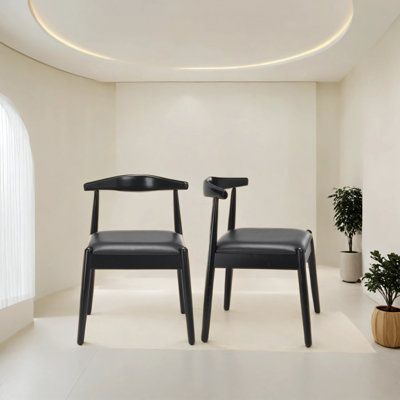 Chaises de salle à manger avec cadres en chêne massif et sièges tissés à la main (2 pièces)
