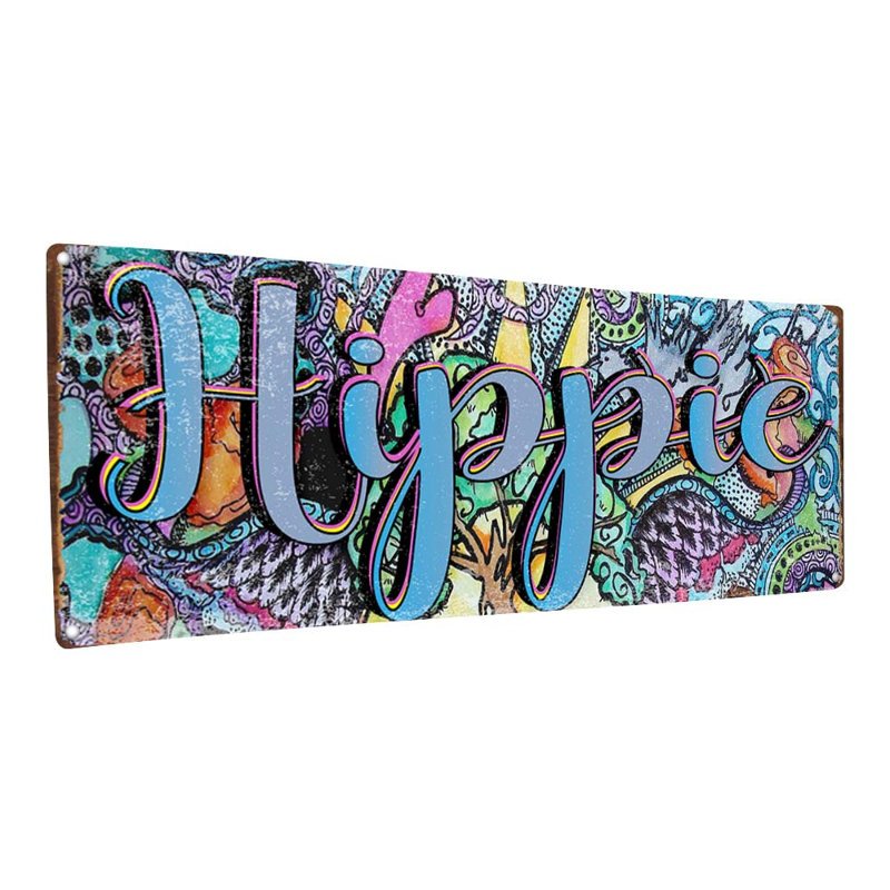 "Panneau coloré en métal hippie" sur métal, H 5,75 po x l 15,5 po