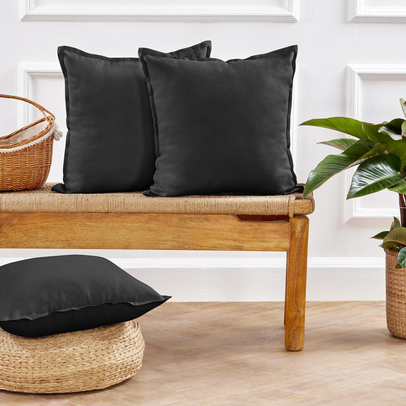 Santa Barbara - 100% Pure Linen Pillow Cover, Black