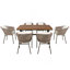 Ensemble de salle à manger 7 pièces toutes saisons avec plateau en bois d'acacia et chaises ergonomiques