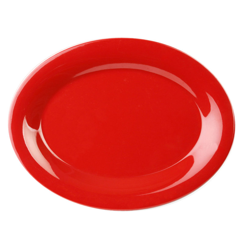 Plateau en mélamine ovale Leraine, H 0,79 po x l 9,5 po x P 7,24 po, Rouge