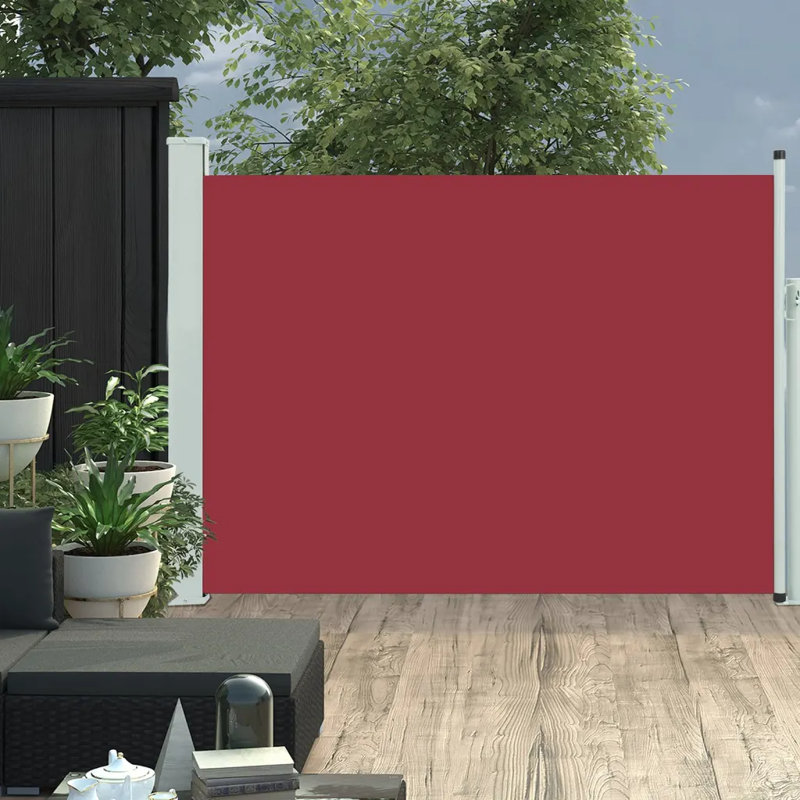 Dakota Fields 500cm W x 0cm D Fabric Cover Motorised Retractable Side Awning, Red