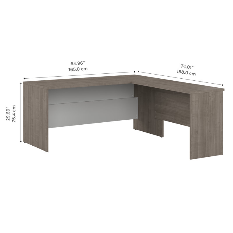 Bureau en L Aralee, Érable argenté / blanc pur