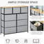 Commode de rangement avec 9 tiroirs: chêne et gris pour le vestibule. Organisateur de commode spacieux, pliable, portatif et compact. Rangez vos biens. Pliable. Sécuritaire. . Capacité du petit tiroir de 4,4 lb