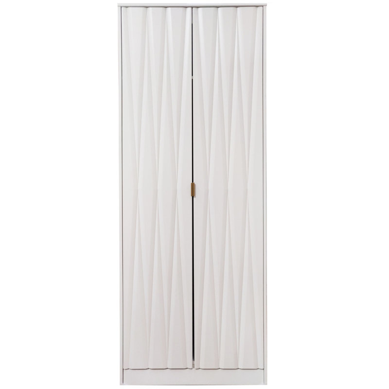 Fully Assembled Fellgren Diamond 2 Door Wardrobe, White Matt Veneer