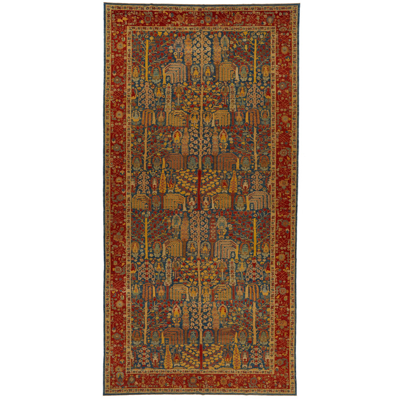 Chemin de table traditionnel bleu et rouge 9 x 17