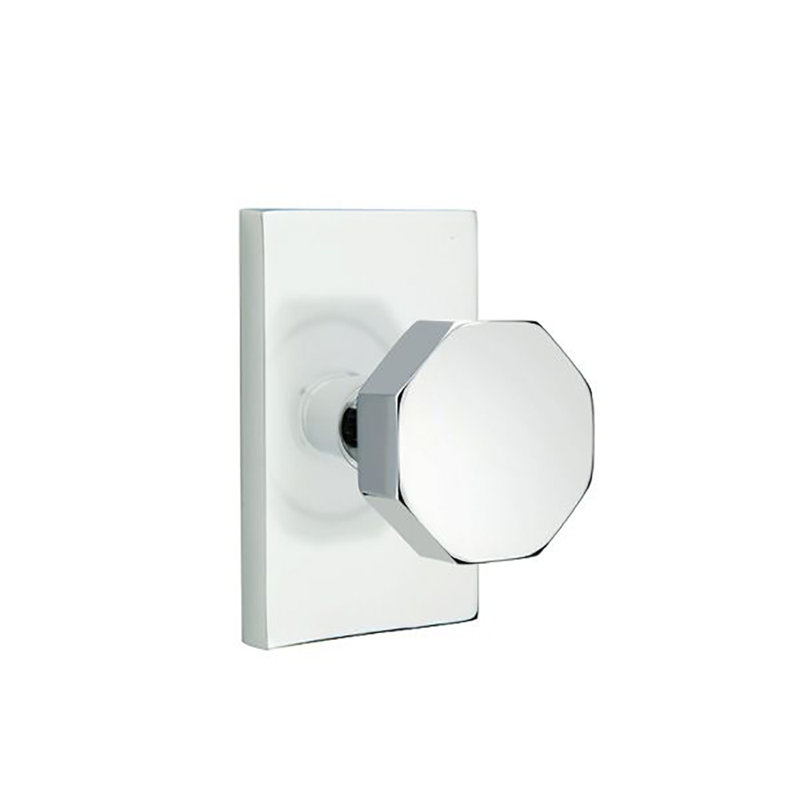 Bouton octogone d’intimité avec rose moderne, Chrome poli