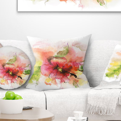Motif floral rose et rouge - coussin à imprimé floral