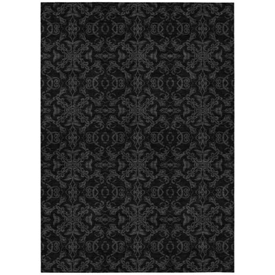 3' X 5' Gray And Charcoal Medallion Washable Indoor Outdoor Area Rug
