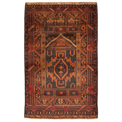 Tapis noir Teimani 3 pi 2 po x 4 pi 11 po
