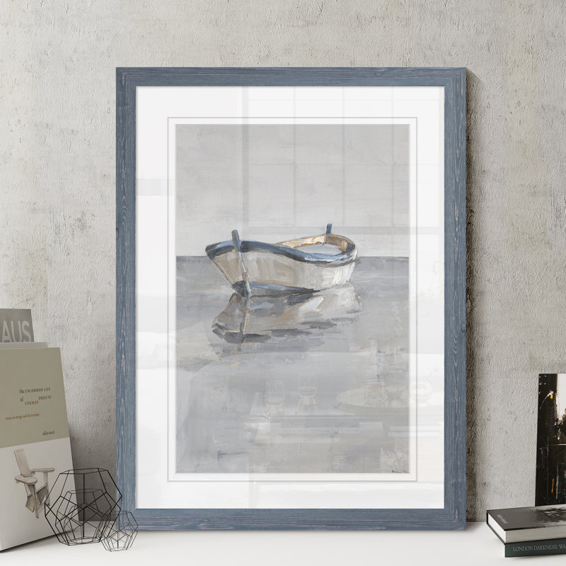« bateau on the horizon ii » par paul cezanne-cadre photo, reproduction d’art, H 32 po x l 44 po x P 1,25 po, Blanc mat