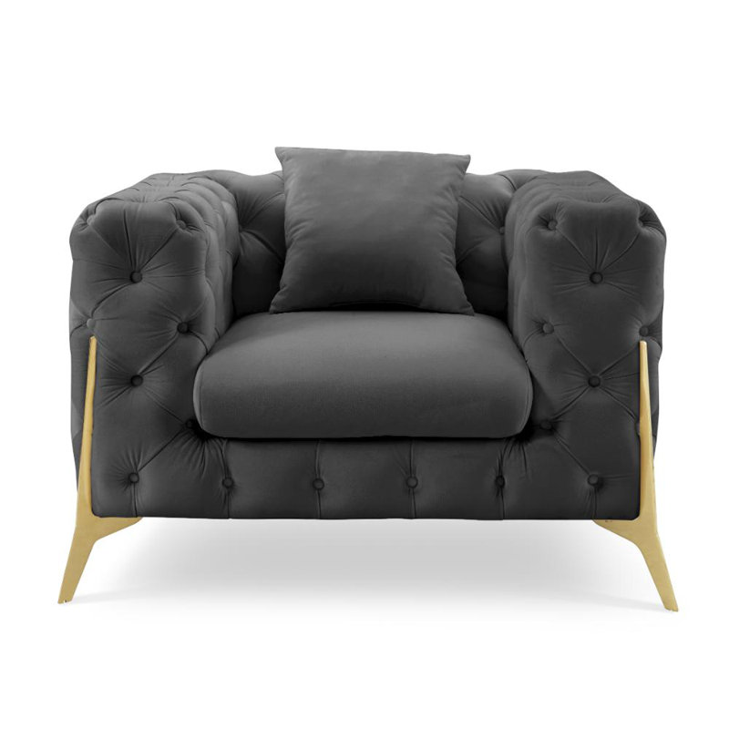 Akeiba Velvet Armchair, Grey
