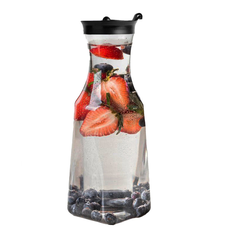 Carafe d'eau en plastique transparent avec couvercle rabattable Latitude Run®, 34, Noir/transparent