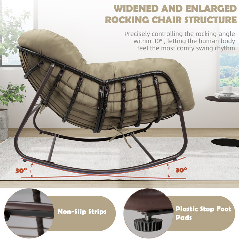 Chaise berçante d'extérieur en fer Luisang, Brun