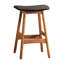 2 tabourets de comptoir en bois massif, simili cuir brun foncé pour cuisine Mid-Century, bois, cuir, 2-801828169