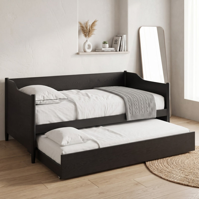 Lit de jour simple en bois Dedham, Black