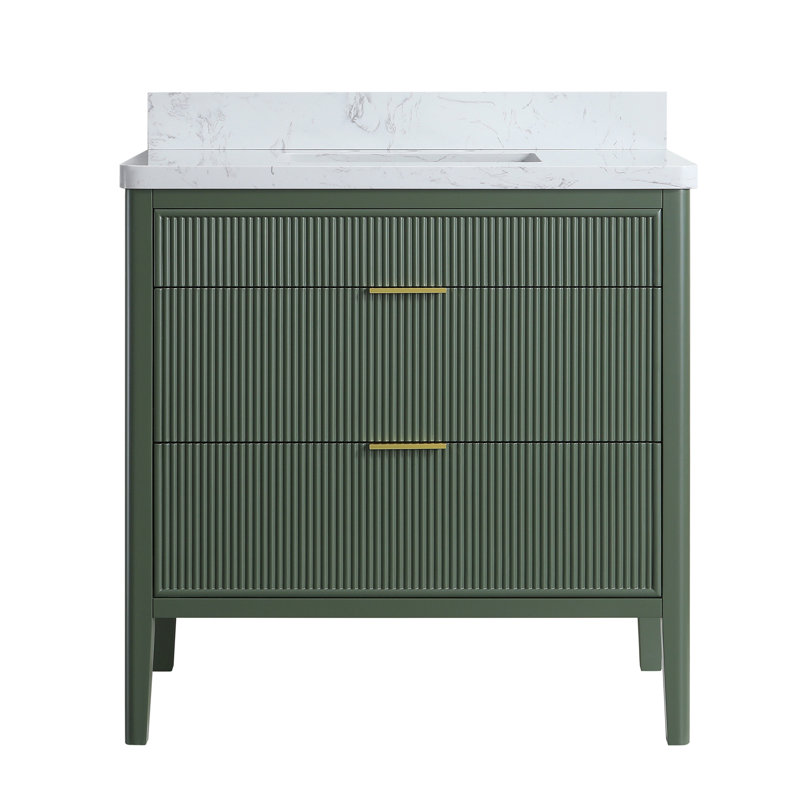 Meuble-lavabo autoportant à simple cuve, Vert, 36"