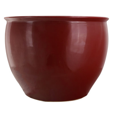 Chinese Large Porcelain Planter Glazed in Oxblood Red 26" Wide
