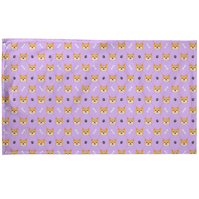 Serviette à thé à motif shiba shiba, Sergé de coton, Rose