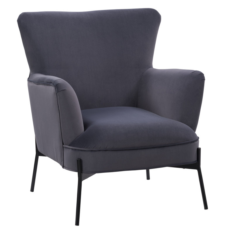 Fauteuil à oreilles Archuleta, Velours gris