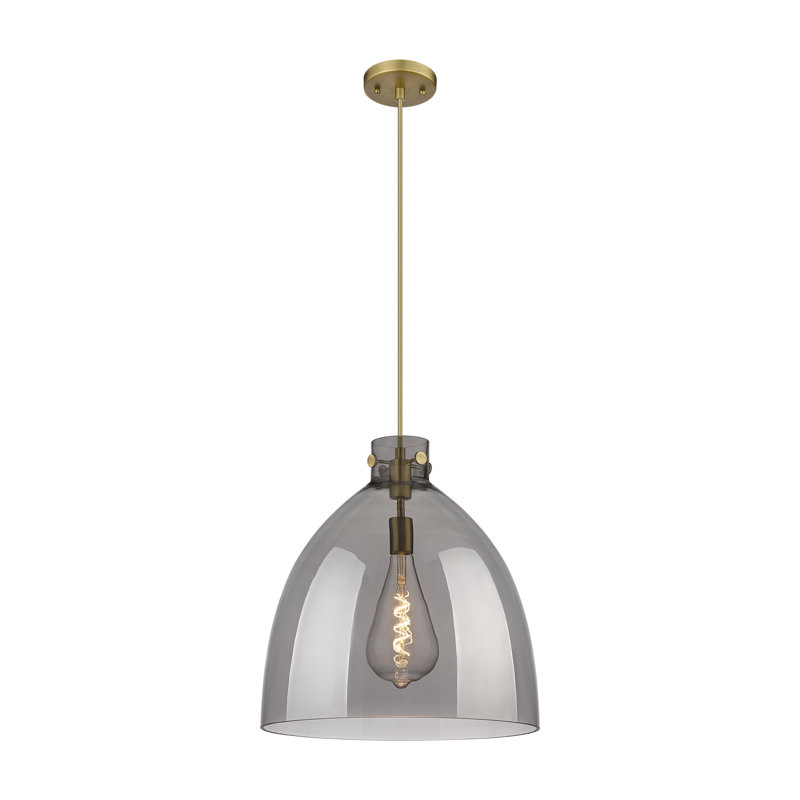 Luminaire suspendu à 1 lumière Badgett, Laiton brossé, Plaqué couleur fumée, H 16 po x l 14 po x P 14 po