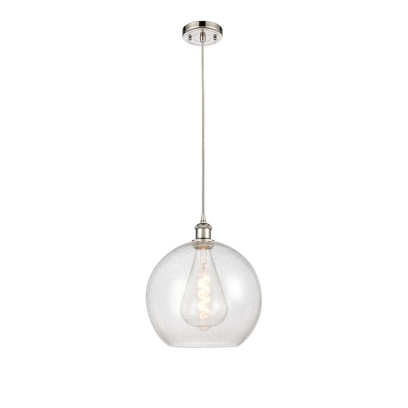 Luminaire suspendu sphérique 1 lumière Roxane, H 16,38 po x l 11,75 po x P 11,75 po, Ampoule non incluse, Nickel poli