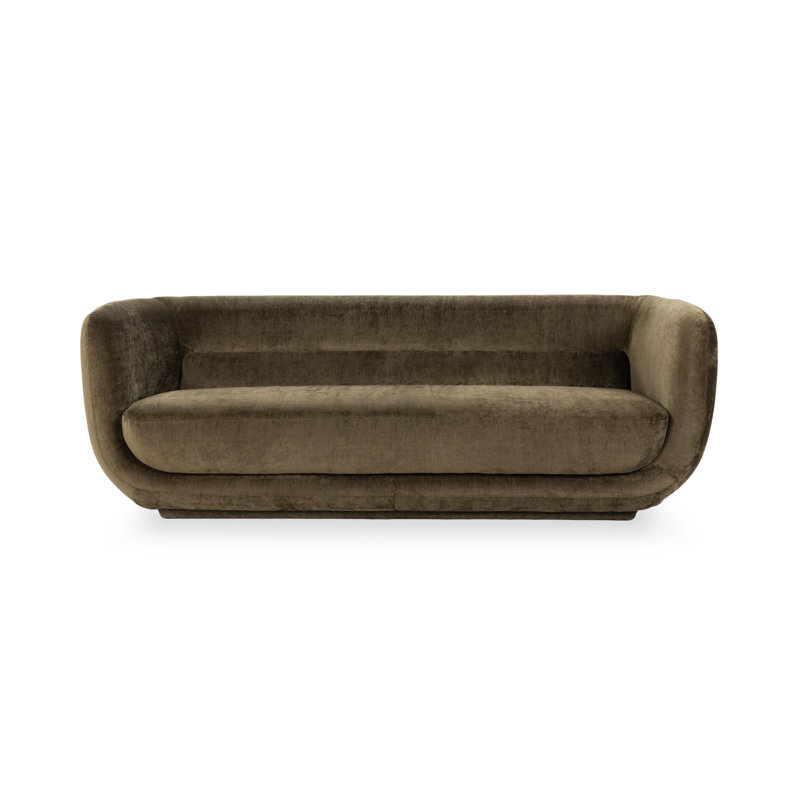 Nico 93" Upholstered Sofa in Brick, Olive Green Velvet