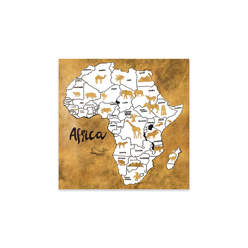 Reproduction de carte d'Afrique sur verre acrylique, H 24 po x l 24 po x P 0,25 po
