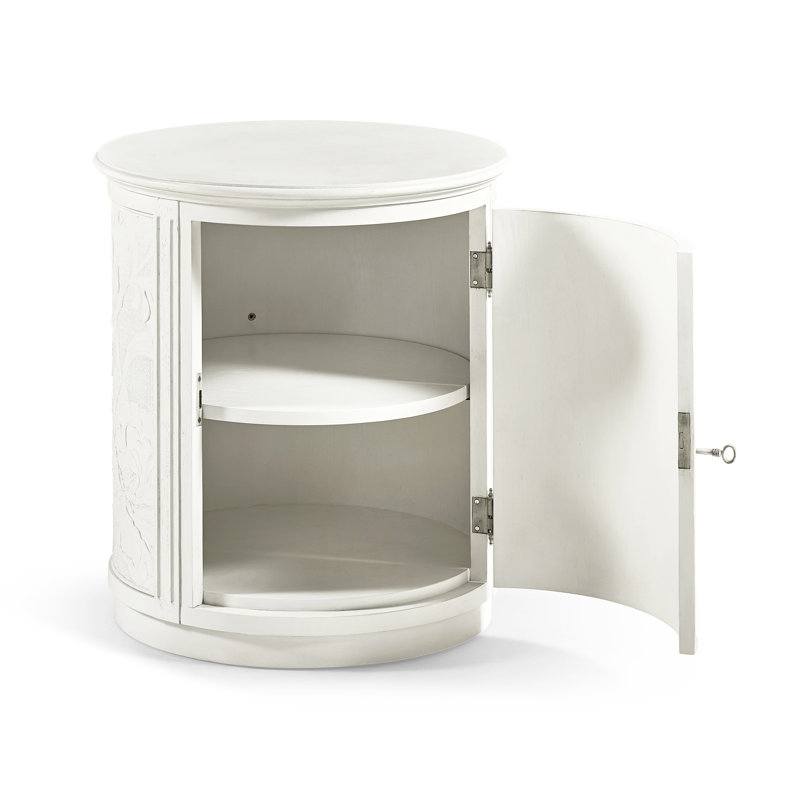 White Solid Wood End Table