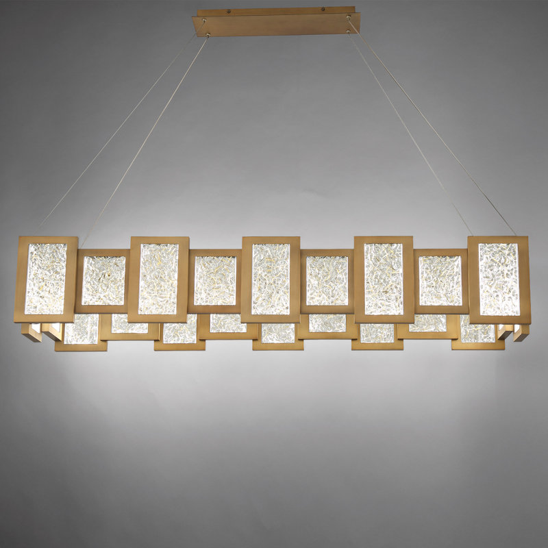 Aged Brass 24-Light Linear LED Chandelier with Opal Glass Diffuser