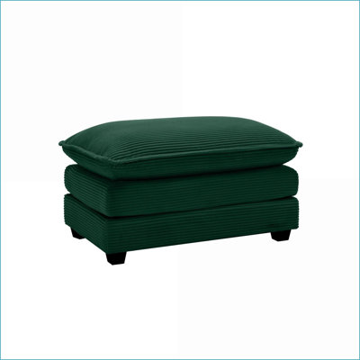Repose-pieds en velours côtelé vert pour 2 à 4 places | Noir | Bois