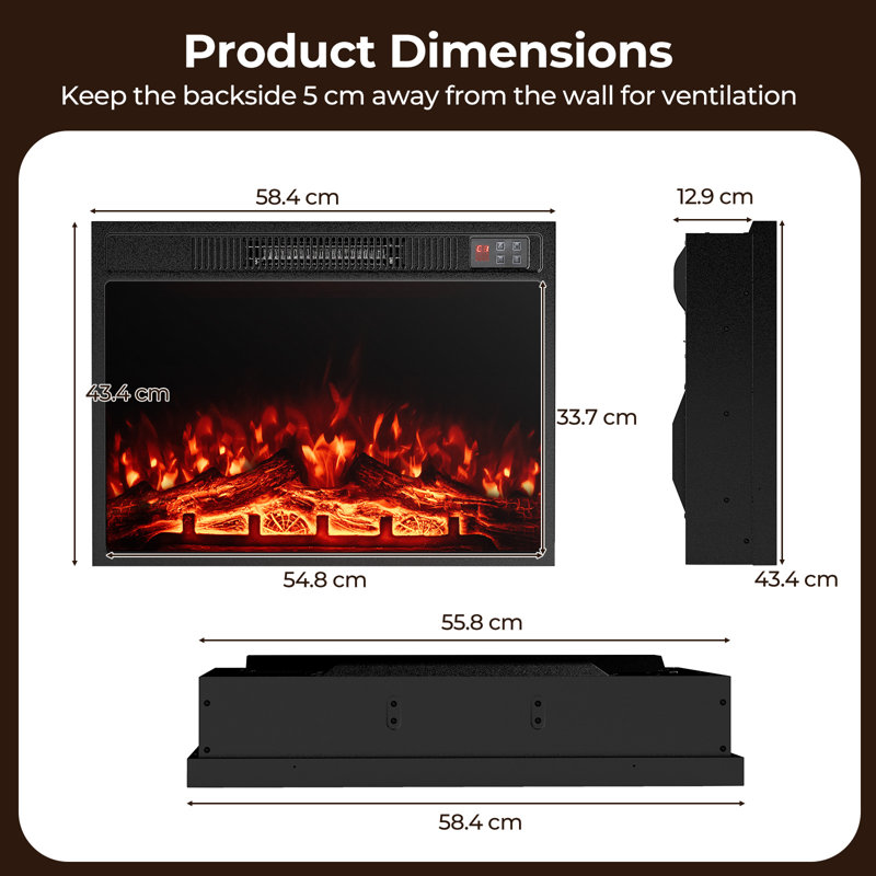 Metro Lane 58.4cm W Black Electric Fireplace