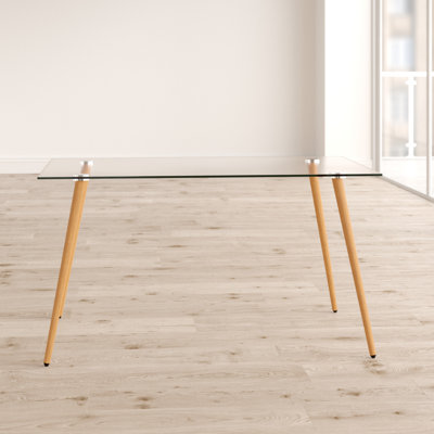 Sian Glass Top Metal Base Dining Table