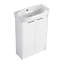 Meuble-lavabo autoportant de 23 pouces avec lavabo en céramique et portes à fermeture douce, parfait pour les salles de bain modernes et compactes