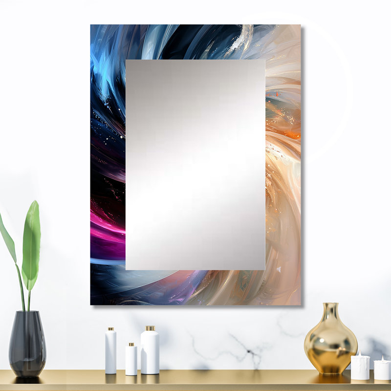 Abstract Spirals In Gold And Purple Tones IV - Abstract Spirals Wall Mirror, Gold Decorative Mirror, Printed Metal Art