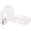 Lit simple maison blanche avec fenêtre, tiroirs de rangement de chevet, douilles et tablettes de fixation