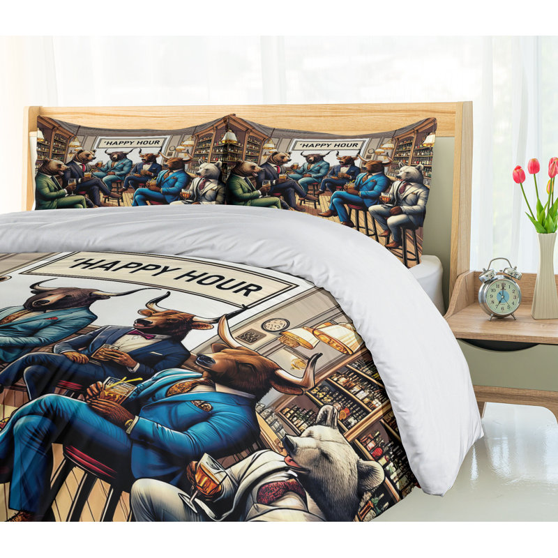 Humorous Duvet Cover, California King Duvet Cover + 2 Standard Shams