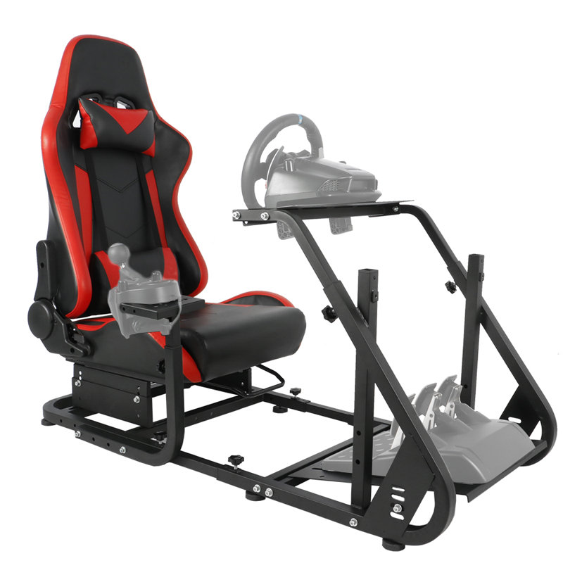 Anman Racing Simulator Cockpit Stand with red Racing Chair fit Logitech G29 G920 G923 Thrustmaster, Red
