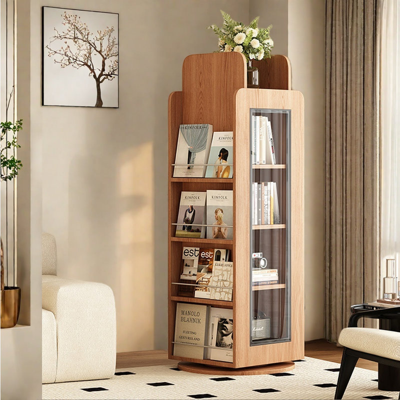 Bibliothèque rotative en bois massif, Brun