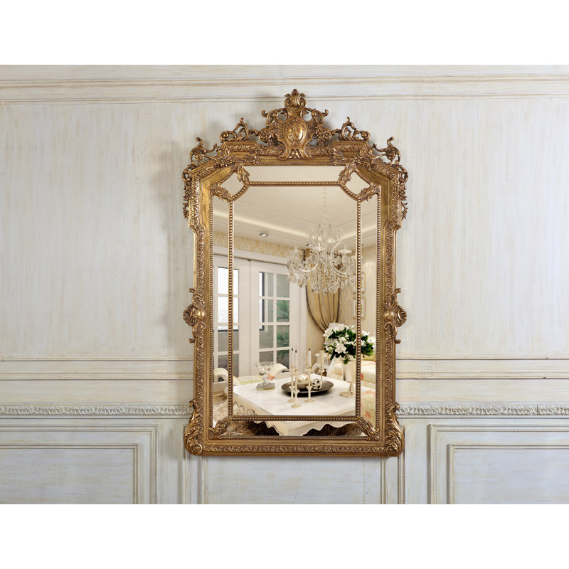 Rosia Flat Solid Wood Mirror, Gold