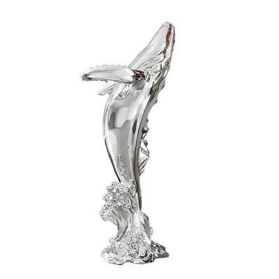 Modern Floating Whale Resin Sculpture Piece