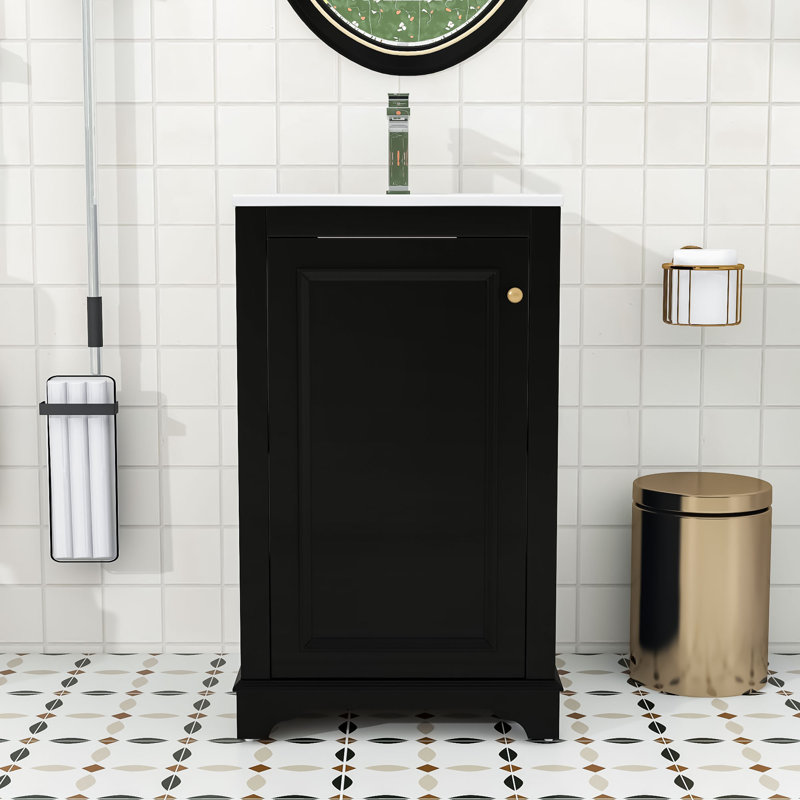 Premium Bathroom Vanity with Integrated Sink - Wood & MDF Construction, Black