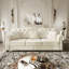 Canapé Chesterfield 82,6 po rembourré en velours avec garniture cloutée et accoudoirs roulés, canapé style Mid-Century moderne capitonné avec boutons, beige / blanc-1165501058