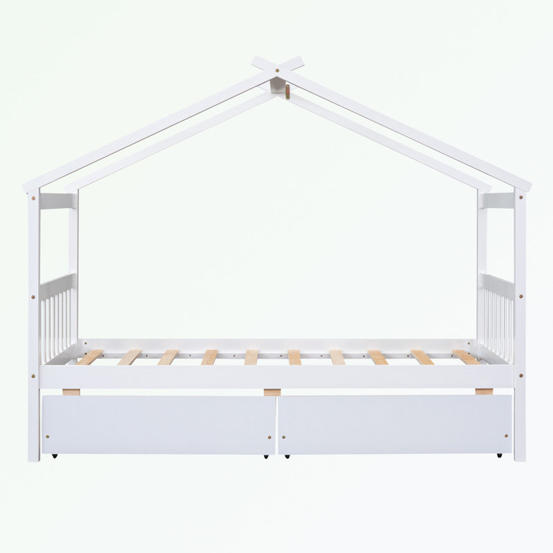 Pittston 2-Drawer Standard Bed Wooden House Bed, Twin, Natural