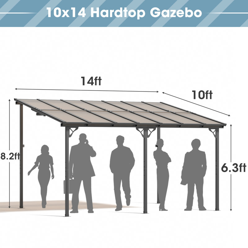 14 pi. L 10 pi. Pergola en métal